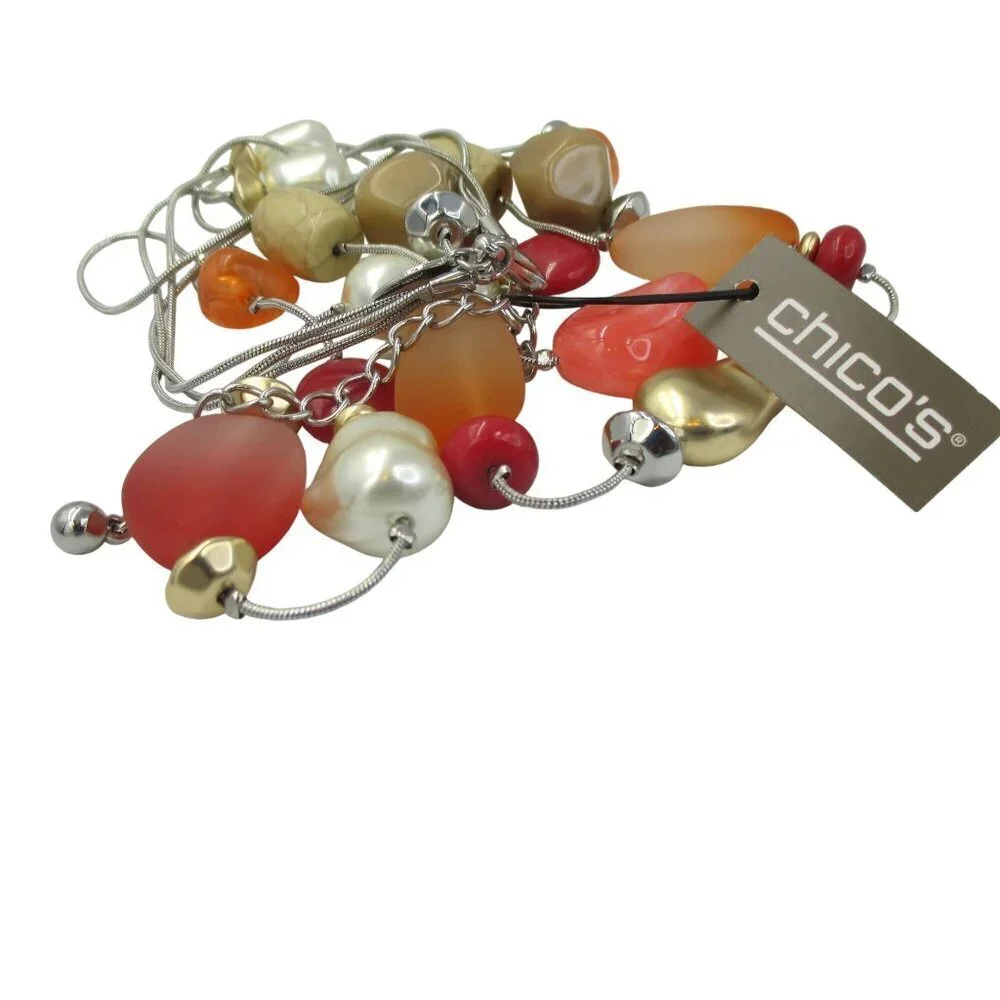 Chico's Necklace Warm Multi Ombre Illusion Colorful Artisan - Picture 6 of 7